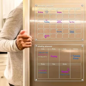 Acrylic Magnetic Fridge Calendar Monthly Weekly Calendar Reusable Erasable Calendar