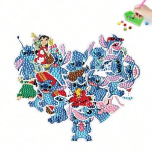 DIY diamond painting stickers, randomly stick children's handicraft cartoon Stitch stickers to draw 5D round diamonds